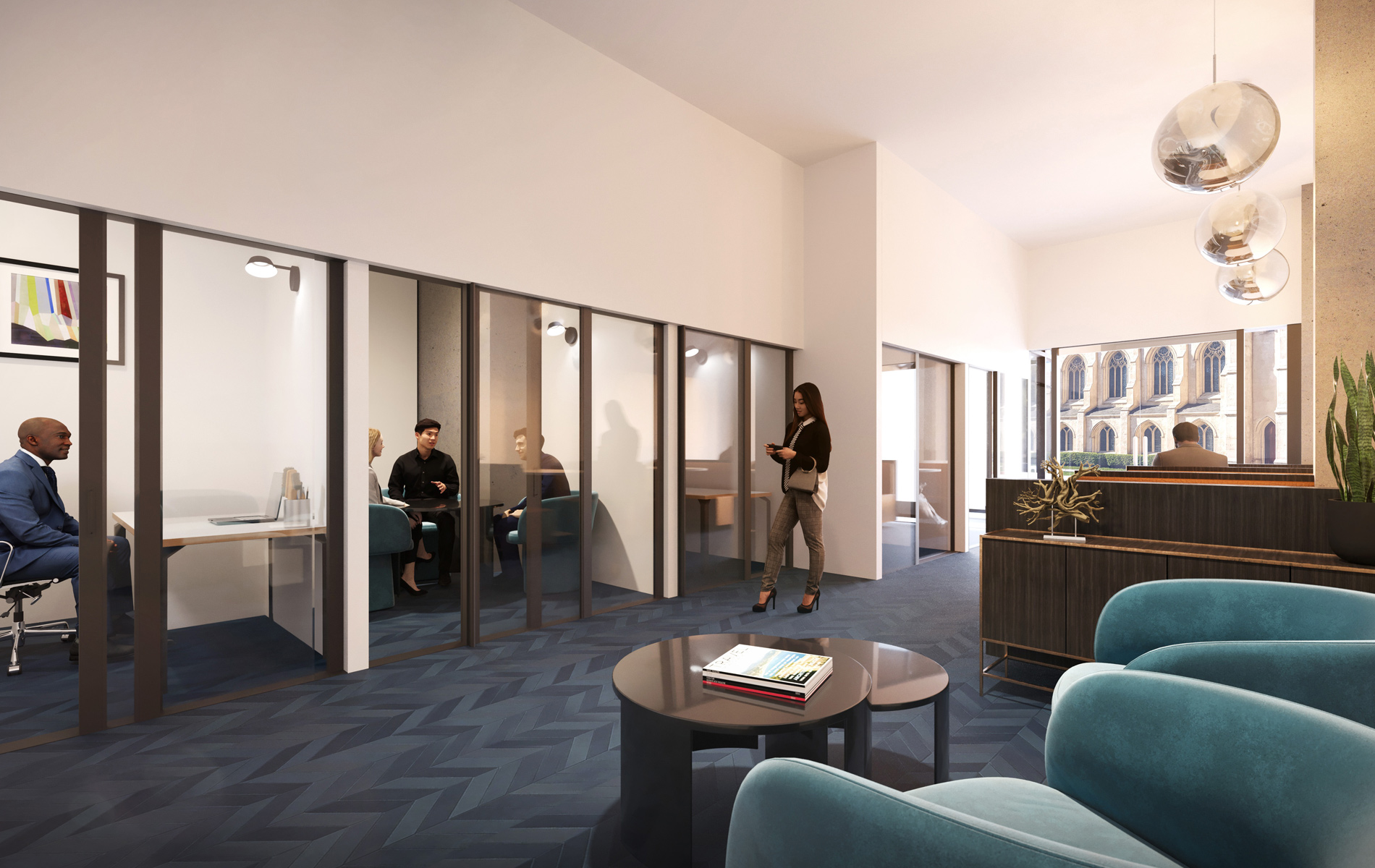 Hudson amenity space - co-working area with meeting rooms